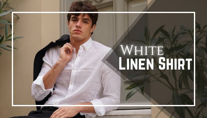 mens white linen shirt