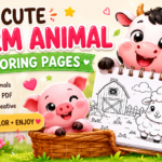 Farm cute animal colouring book for kids