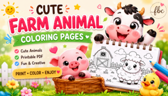 Farm cute animal colouring book for kids