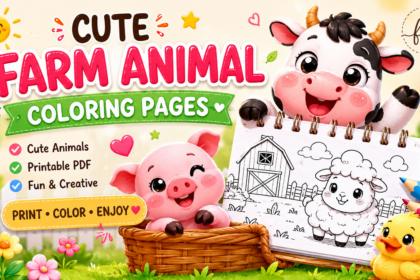 Farm cute animal colouring book for kids