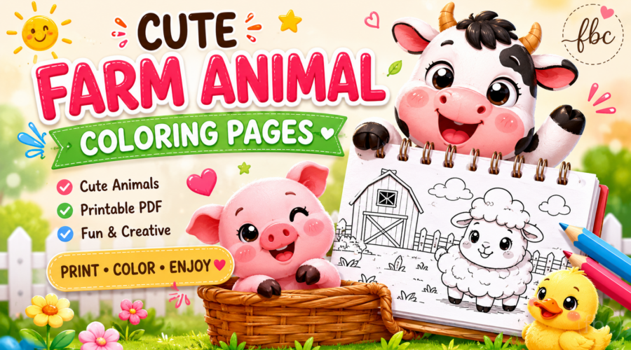 Farm cute animal colouring book for kids